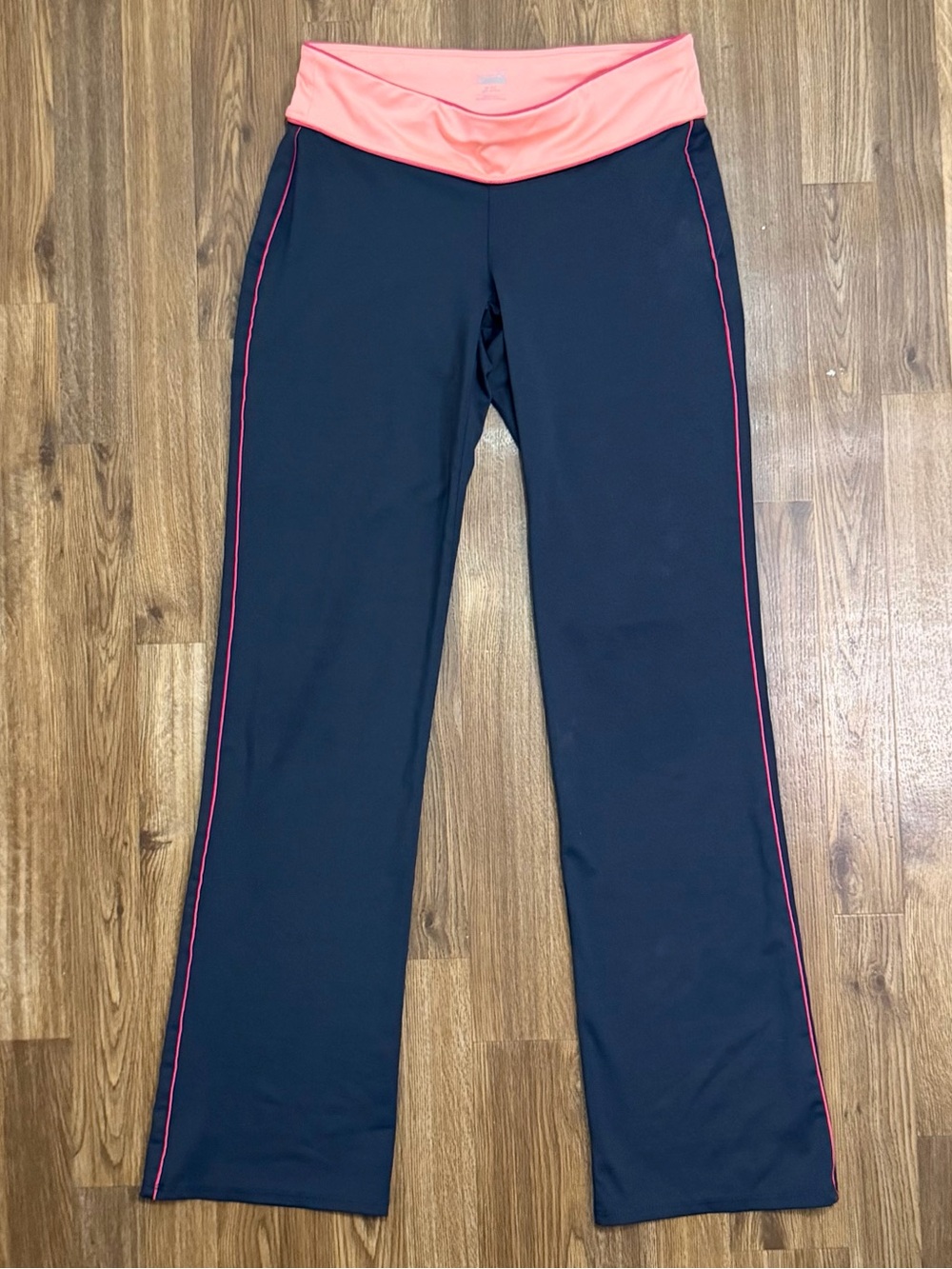 Grey Yoga Pants with Pink Waistband